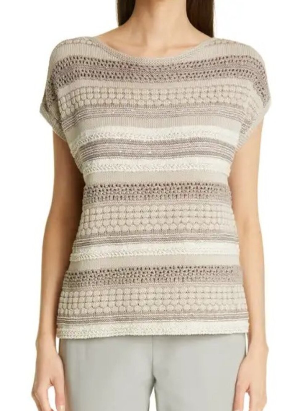L148NY Silk/Linen/Sequin Sweater XL New